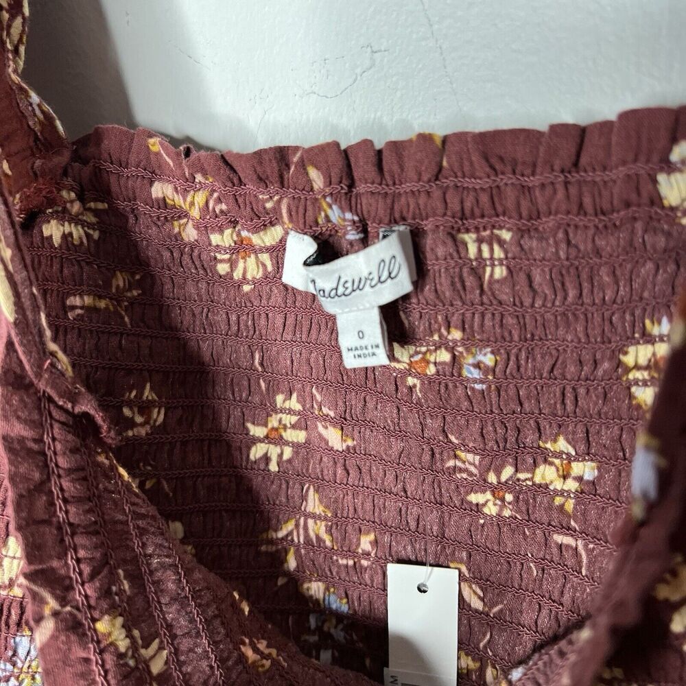 Madwell Top Womens Size 0 Smocked Floral Boho‎ Festival Crop Shirt - Picture 3 of 13